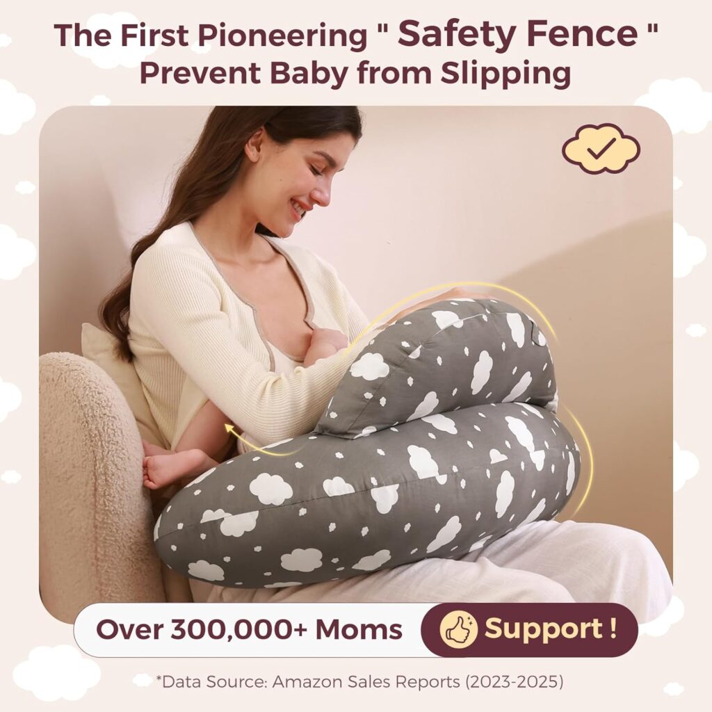 The Momcozy Original Nursing Pillow makes breastfeeding comfortable, reducing arm and back strain for a happy feeding experience.