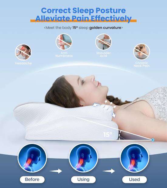 HOMCA Adjustable Cervical Pillow for Neck Pain Relief