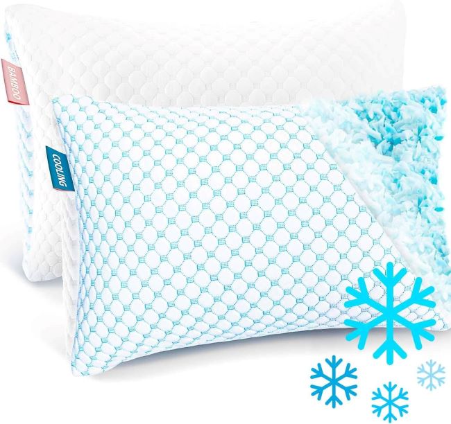 Nestl Cooling Gel Memory Foam Pillow 2-Pack, Queen Size, Adjustable Loft for Hot Side, Back, Stomach Sleepers
