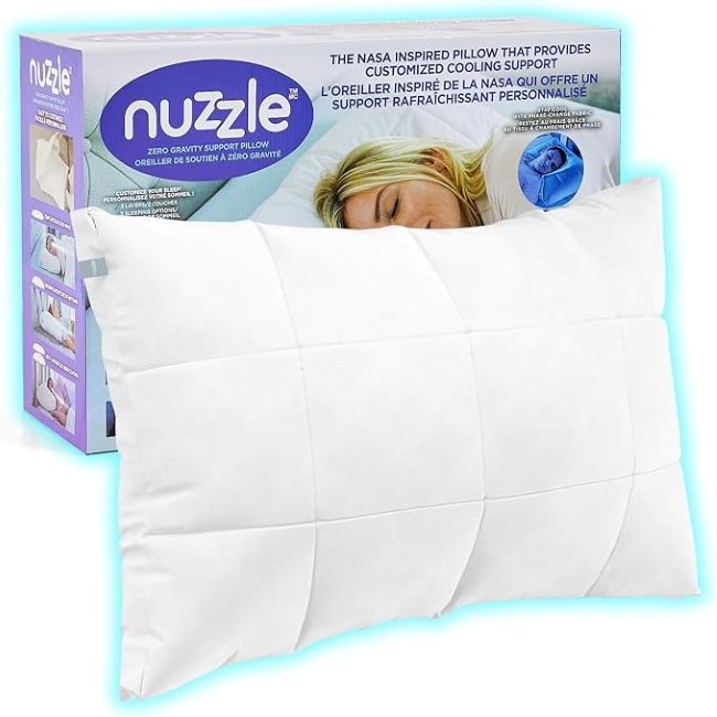Nuzzle Cooling Adjustable Standard Pillow, Side Sleeper Support, Soft and Firm, Hotel Collection Bed Pillow