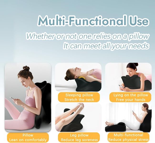 SoirFanTlio black multifunctional memory foam pillow for full-body support, waist, and posture comfort
