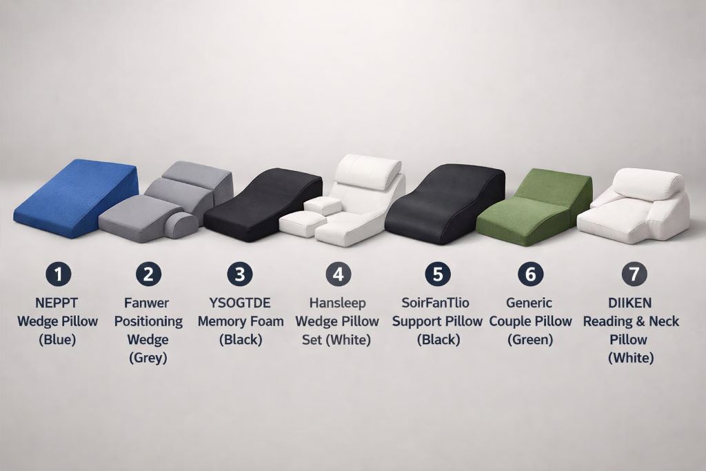 Best affordable bed positioning wedge pillows 2026 comparison showing ergonomic designs for comfortable sleep and back support