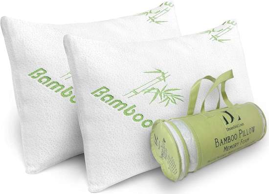 DreamField Linen Memory Foam Bamboo Pillows King Size Set