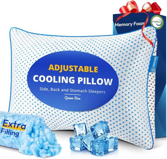fulocean Adjustable Cooling Gel Memory Foam Pillow
