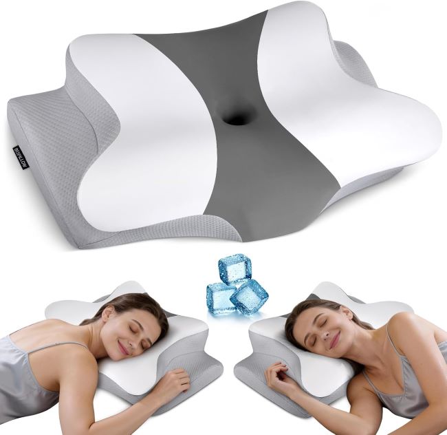 Bespillow cervical neck support pillow with ergonomic contour design for pain relief and multi-position sleeping comfort
