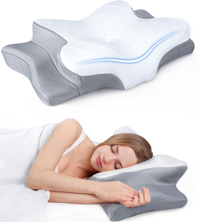 Cozyplayer ergonomic cervical memory foam pillow with cooling design for neck support and comfortable multi-position sleeping