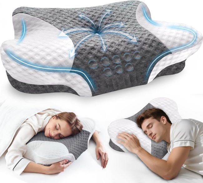 VJASD cervical memory foam pillow with adjustable orthopedic design and breathable pillowcase for neck support
