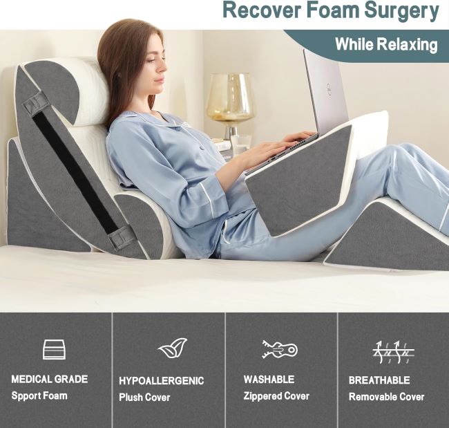 Yojoker 6-piece wedge pillow set arranged for full body support and comfortable sleep positioning