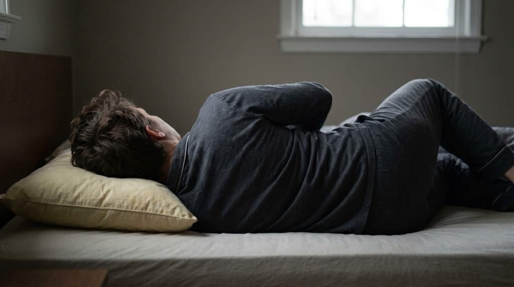 A person sleeping comfortably on a supportive pillow for combination sleepers