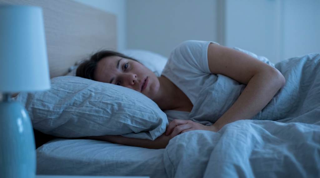 A person testing a pillow in various sleeping positions