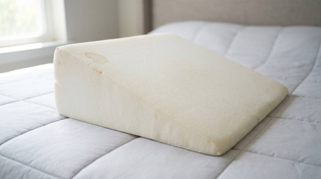 Air drying a cleaned bed wedge pillow indoors