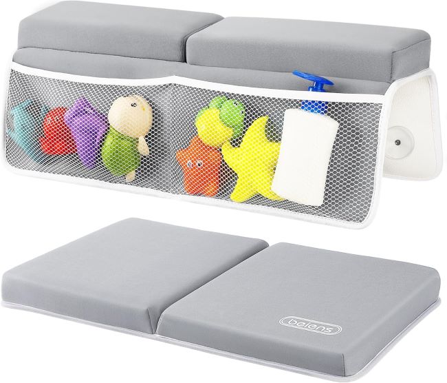 beiens bath kneeler and elbow rest pad set with quick-dry cushioning, toy organizer, and comfortable support for parents during bath time
