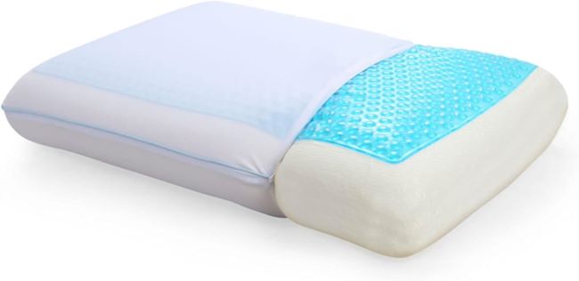 Cool Gel memory foam pillow with reversible ergonomic design for hot sleepers and pressure relief