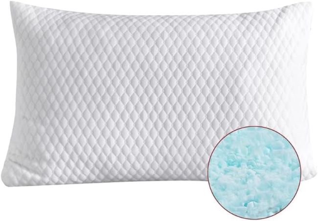 NTCOCO shredded memory foam pillow with hypoallergenic washable cover for back and side sleepers