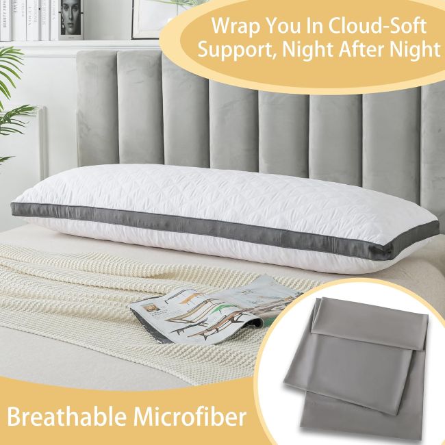 WhatsBedding long memory foam pillow designed for supportive side sleeping