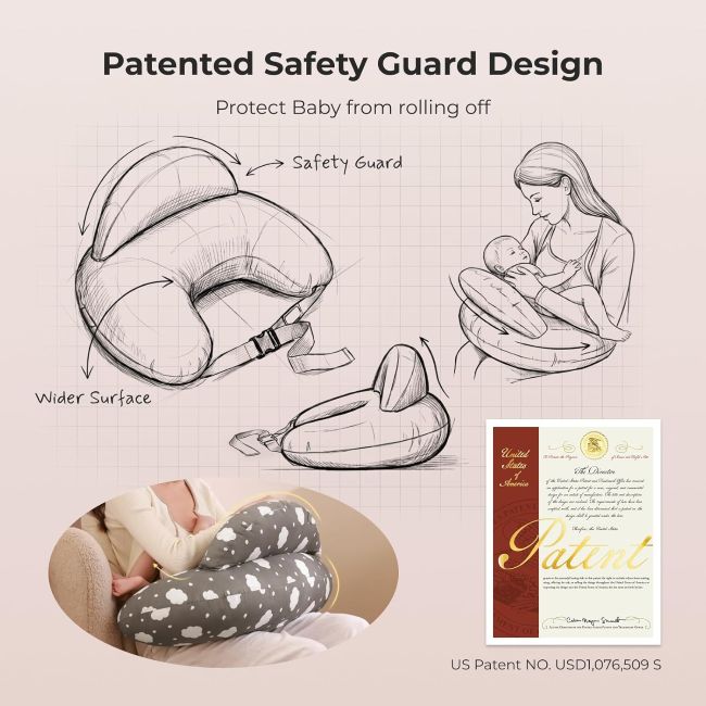 Momcozy nursing pillow for baby feeding and comfort