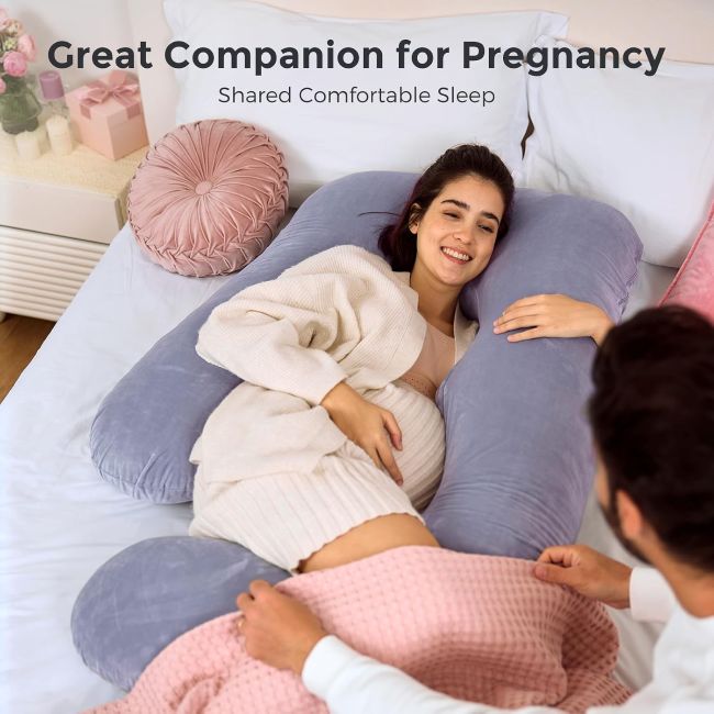 Momcozy U-shaped maternity pillow for pregnancy sleep